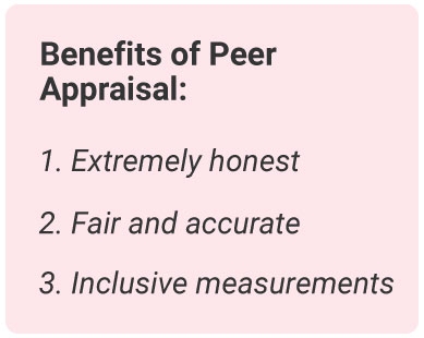 image with text - The benefits of peer appraisals: Extremely honest, fair and accurate, and inclusive measurements.