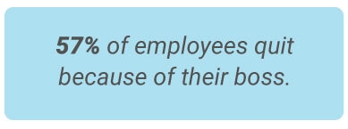 image with text - 57% of employees quit because of their boss.
