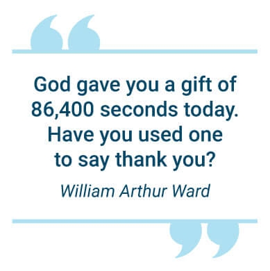 image with text - God gave you a gift of 86,400 seconds today. Have you used one to say thank you?