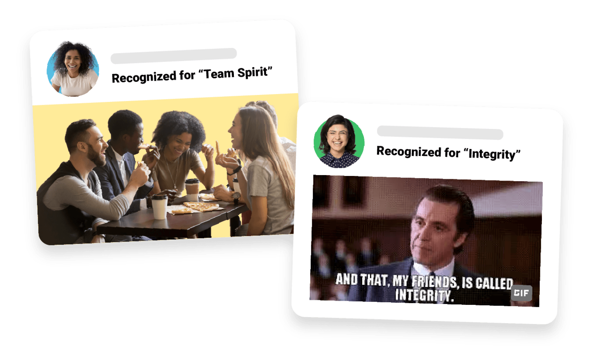 Image of peer to peer recognition sent in Motivosity, which is a key part of running successful employee recognition programs.