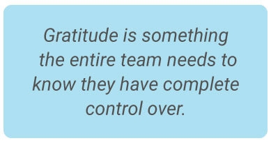 image with text - Gratitude is something the entire team needs to know they have complete control over.