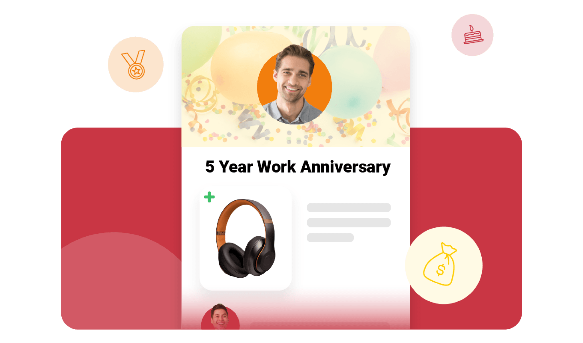 Image of employee recognition for a work anniversary, where the company used Motivoisty to recognize and reward employees to boost employee engagement.