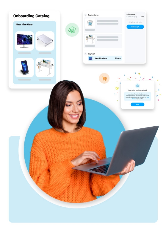 Image of an employee redeeming her gift in the Motivosity Store, an employee recognition and rewards solution.